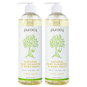 Puracy Natural Baby Shampoo & Body Wash, Gentle Bath Soap for Sensitive Skin, Tear-Free, Sulfate-Free, 16 Ounce (2-Pack)